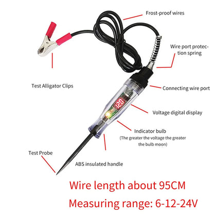 1pc 6V 12V 24V 48V 90V Car Digital Display Test Pen Circuit Test Pen Light Bulb Electric Measuring Pen Repair Tools    Home Decor Supply | Online Retail | ShoreShopper.com