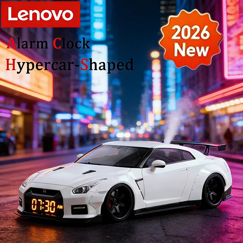 Lenovo New Hypercar-shaped Novelty Alarm Clock Realistic Engine Light Effects Portable Creative Desk Decor For Perfect Gift - ShoreCo.Shop