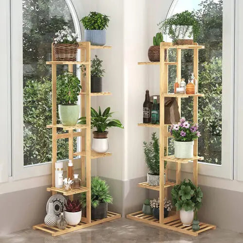 6/7 Pot Vertically Bamboo Flower Shelf Rack Plant Stand Pots Display Corner Shelving Home Indoor Outdoor    Home Decor Supply | Online Retail | ShoreShopper.com