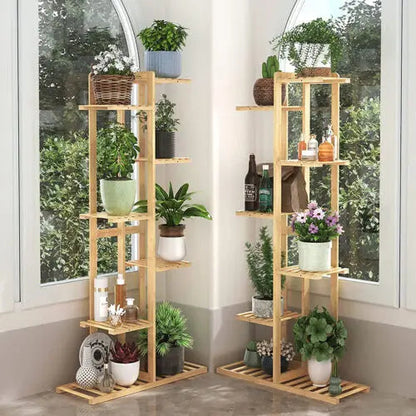 6/7 Pot Vertically Bamboo Flower Shelf Rack Plant Stand Pots Display Corner Shelving Home Indoor Outdoor    Home Decor Supply | Online Retail | ShoreShopper.com