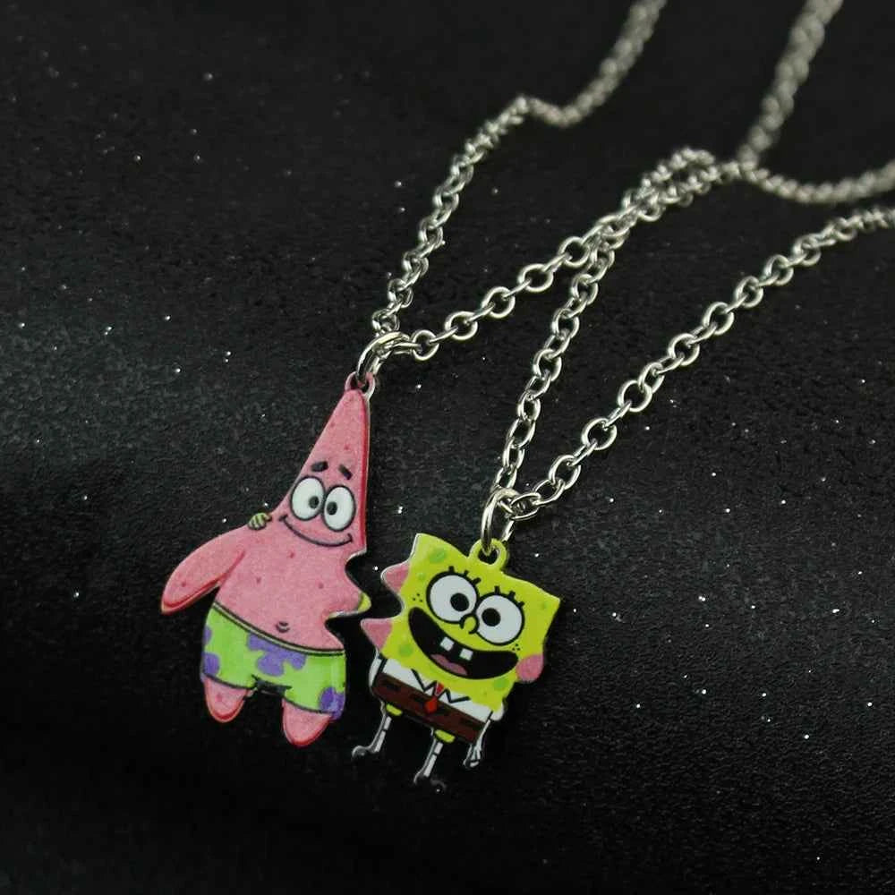Fashion Best Friends Love Couple Pendant Necklace Cartoon Square--Pants Necklace Good Friends Friendship Jewelry Gift