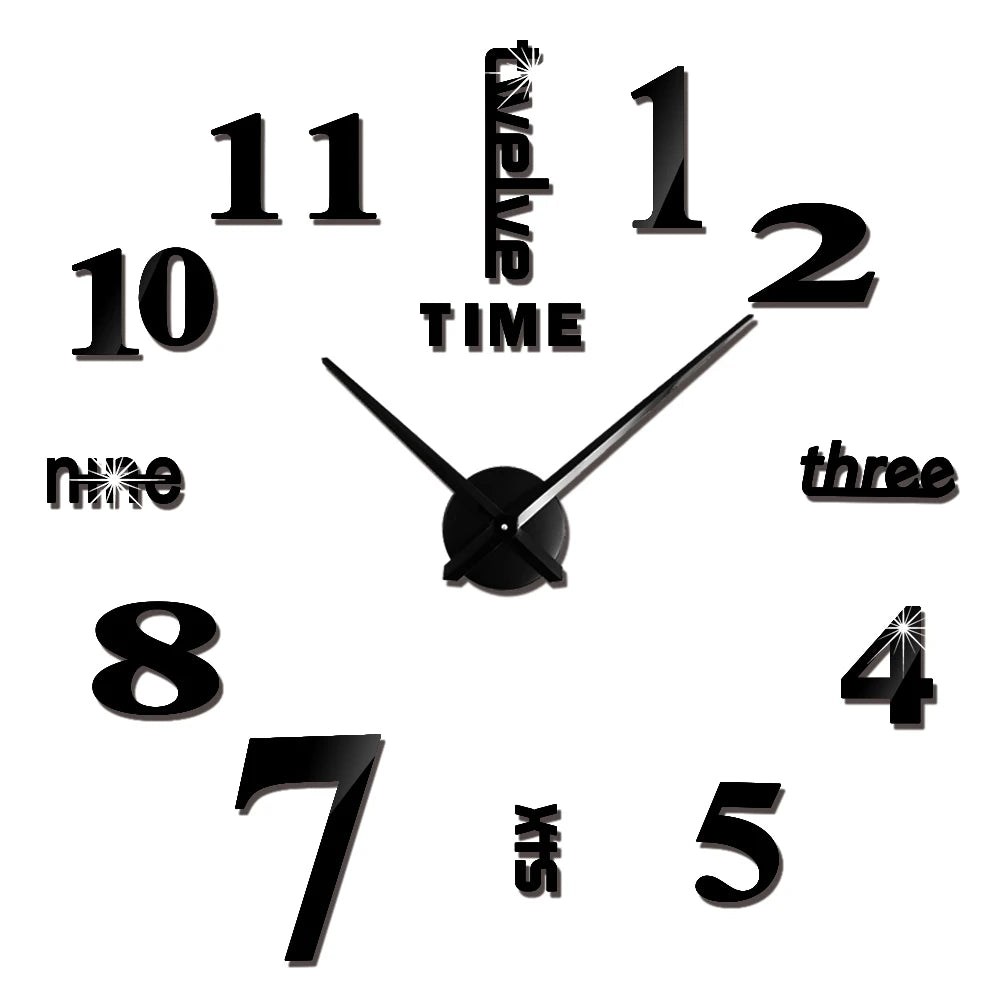 Large Wall Clock Quartz Needle 3D DIY 27" 37" or 47" Wall Clock    Home Decor Supply | Online Retail | ShoreShopper.com
