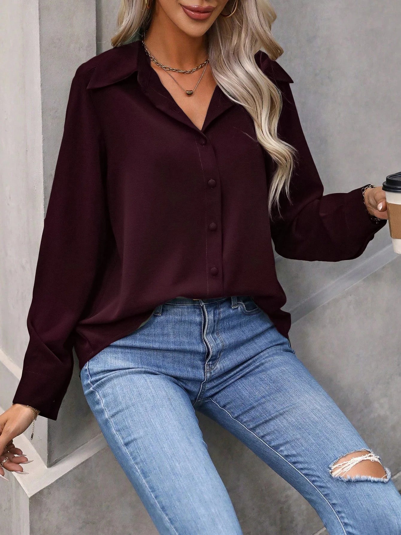 Women Shirt Blouse New Long Sleeve Turn Down Collar Solid Casual Shirt Blouse Women Tops Blouses Shirts Blusas Para Mujer    Your Coastal Marketplace | Shoreshopper.com