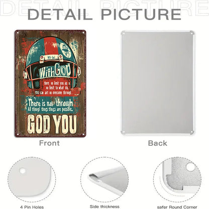 Inspirational Football Helmet Quote - Rustic Aluminum Metal Sign for Kitchen & Pub Decor, Faith-Based 8x12 Wall Art    Home Decor Supply | Online Retail | ShoreShopper.com