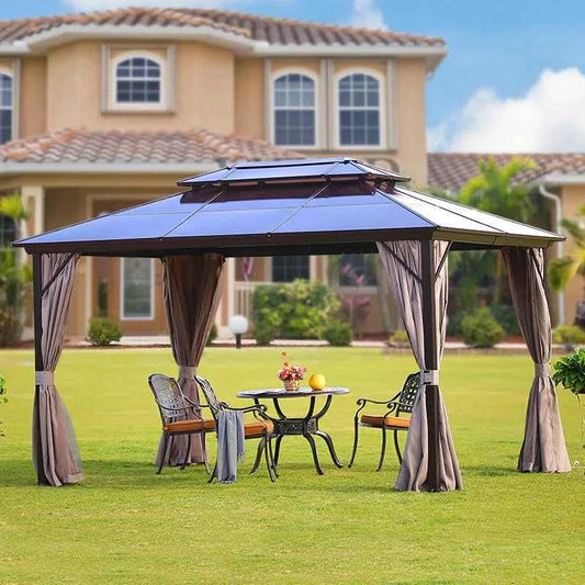 Direct Sales Double Roof Gazebo Aluminum Frame Waterproof Sun Shelter for Garden Outdoor Patio Rustproof Canopy
