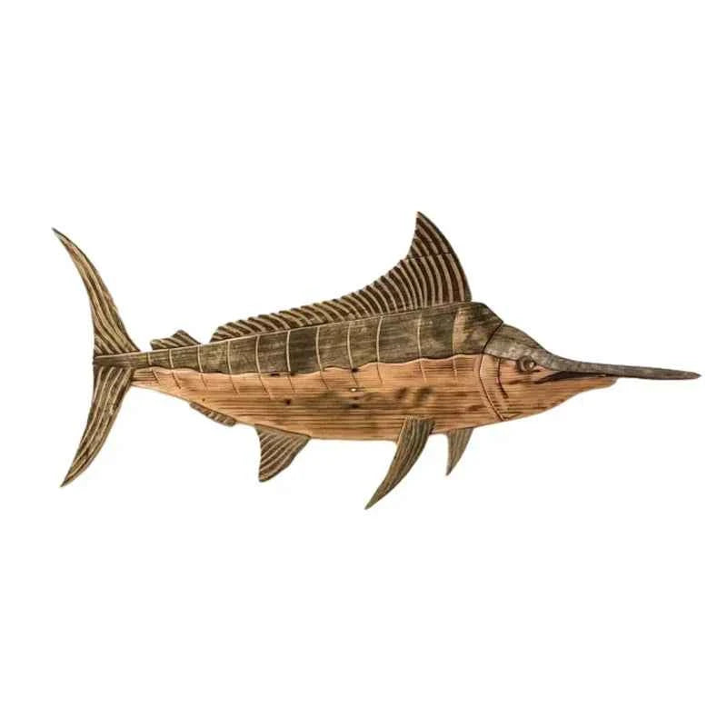 Fish Wood Decoration Wooden Whale Sea Decor Whale Fish Sculpture Figurine Hanger Ornament Rustic Wall Decor for Home Living Room