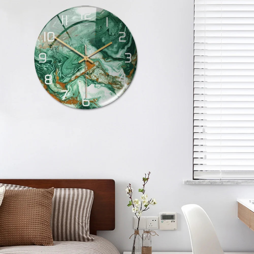 Black Gold Marble Metal Needle Modern Acrylic Round Clock 12"    Home Decor Supply | Online Retail | ShoreShopper.com