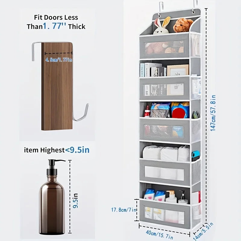 5-Shelf Hanging Storage Organizer - Behind Door, Anti-Tilt, 5 Large Capacity Pockets, Suitable for Bedroom, Bathroom    Home Decor Supply | Online Retail | ShoreShopper.com