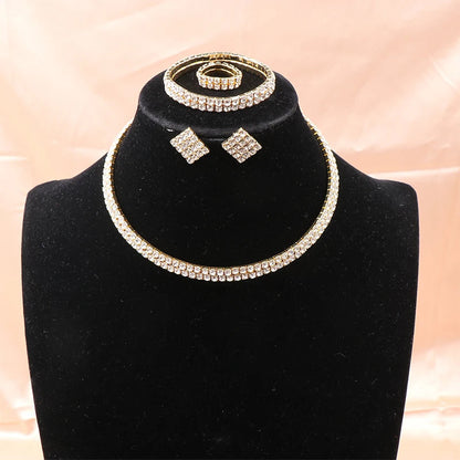 4Pcs/set Bridal Jewelry Set Necklace Bracelets Ring Earrings Set Super Gorgeous Luxury Shiny Fashion Jewelry Party Gift    Home Decor Supply | Online Retail | ShoreShopper.com