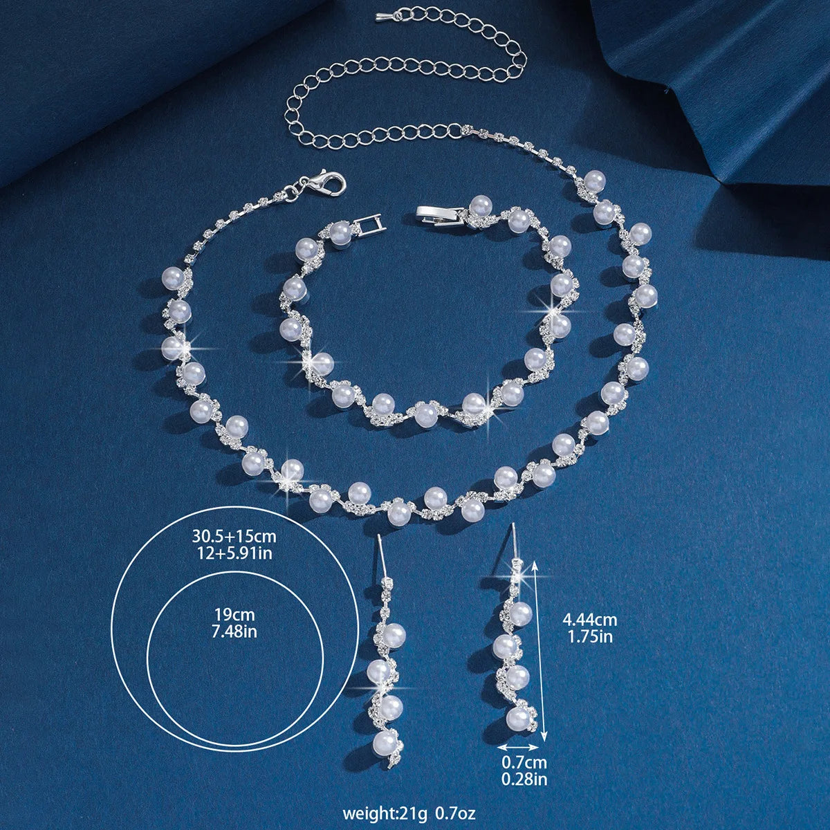 Pearl & Crystal Jewelry Set Choker Necklace Bracelet Drop Earrings Bridal Accessories for Wedding Prom Party Women Daily Wear    Home Decor Supply | Online Retail | ShoreShopper.com