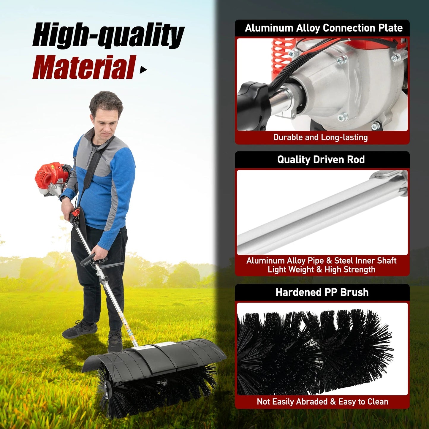 2.3HP 52CC Gas Power Walk Behind Sweeper, Hand-hold Snow Sweeper for Driveway Turf Artificial Grass    Home Decor Supply | Online Retail | ShoreShopper.com