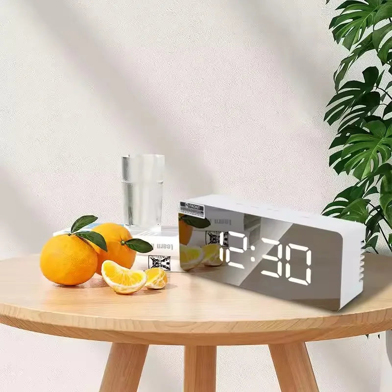 1Pc White Digital Clock LED Mirror Table Clock Snooze Display Time Night Light Desktop USB Alarm Clock Home Decor Desk Clock    Home Decor Supply | Online Retail | ShoreShopper.com