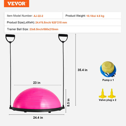 SucceBuy 23/26 inch Half Exercise Ball Trainer Balance Ball Trainer 660lbs Capacity Stability Ball Yoga Ball w/ Resistance Bands    Home Decor Supply | Online Retail | ShoreShopper.com