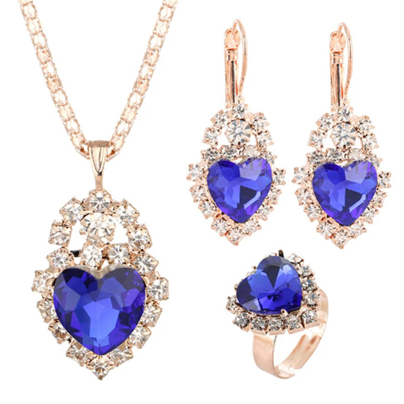 Jewelry Sets Women Wedding Jewelry Set for Brides Gold-Color Zirconia Earring Pendant Necklace Ring Sets    Home Decor Supply | Online Retail | ShoreShopper.com