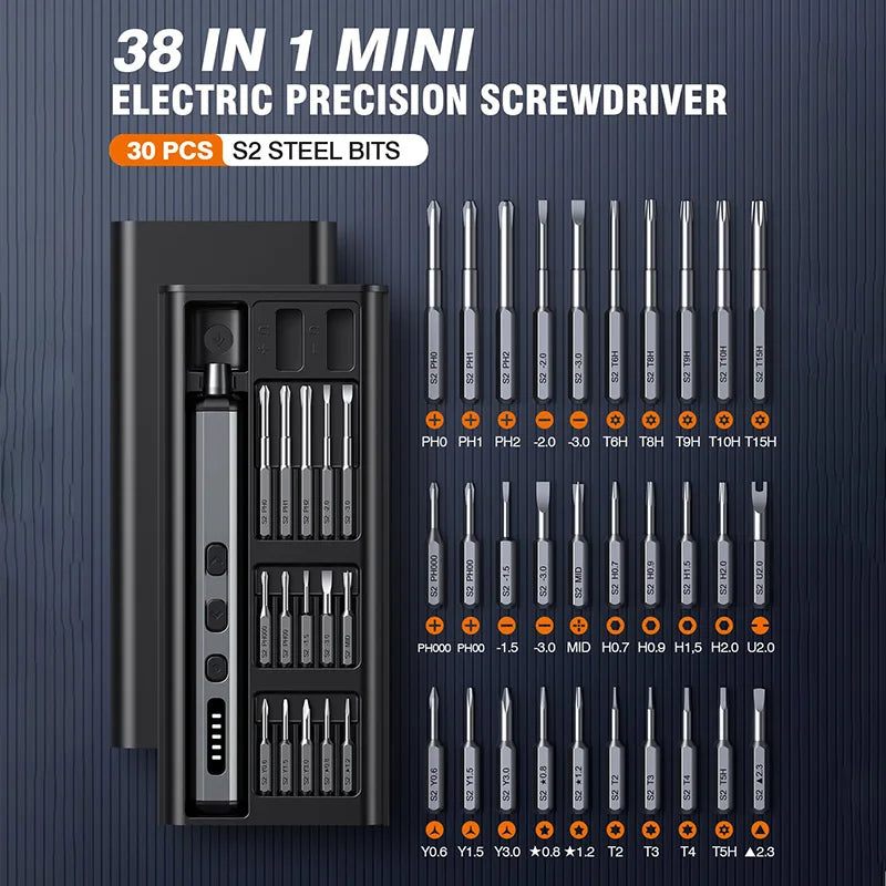Mini Electric Precision Screwdriver, 38 in 1 Magnetic Bits, Torque Control, DIY Tools, Repair Tool Kit for iPhones, Switch,PS5    Home Decor Supply | Online Retail | ShoreShopper.com
