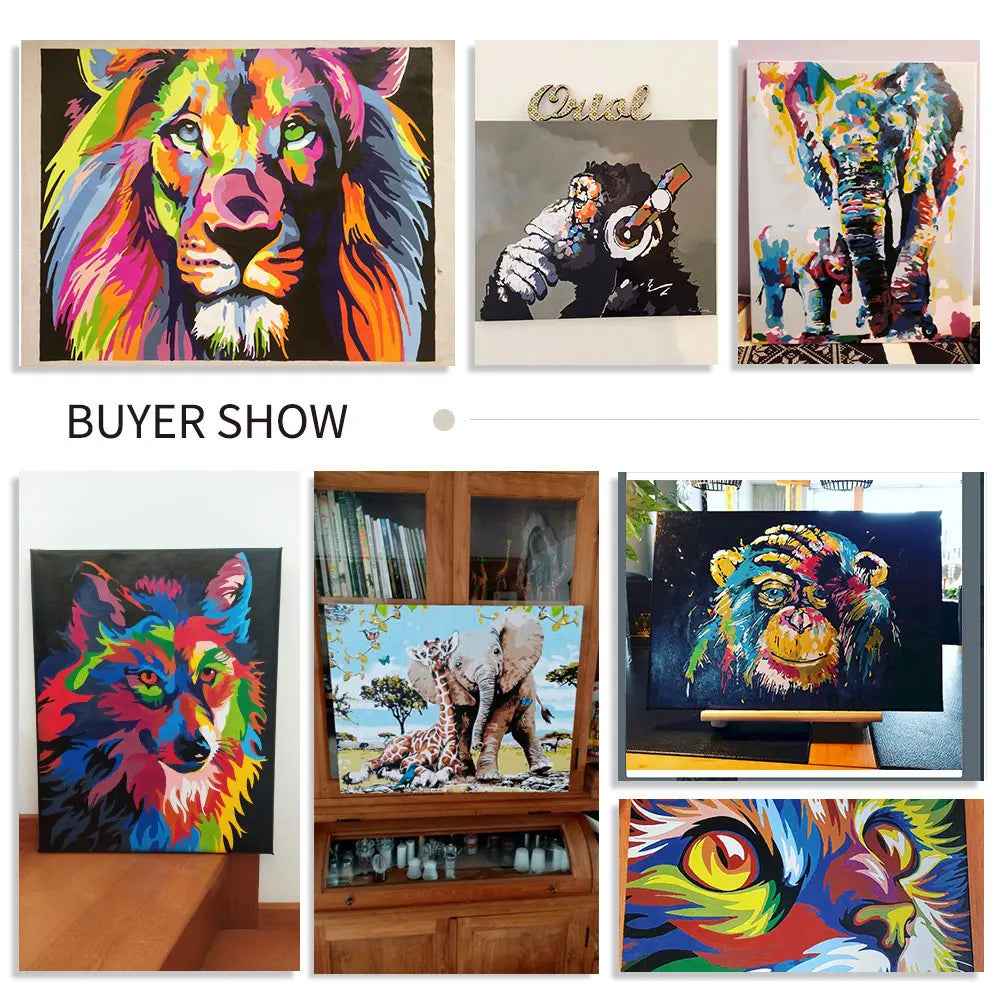 Diy Paint By Numbers For Adults Beginners Wolf Animals Acrylic Painting By Number Kits Home Decoration Framelessless    Home Decor Supply | Online Retail | ShoreShopper.com