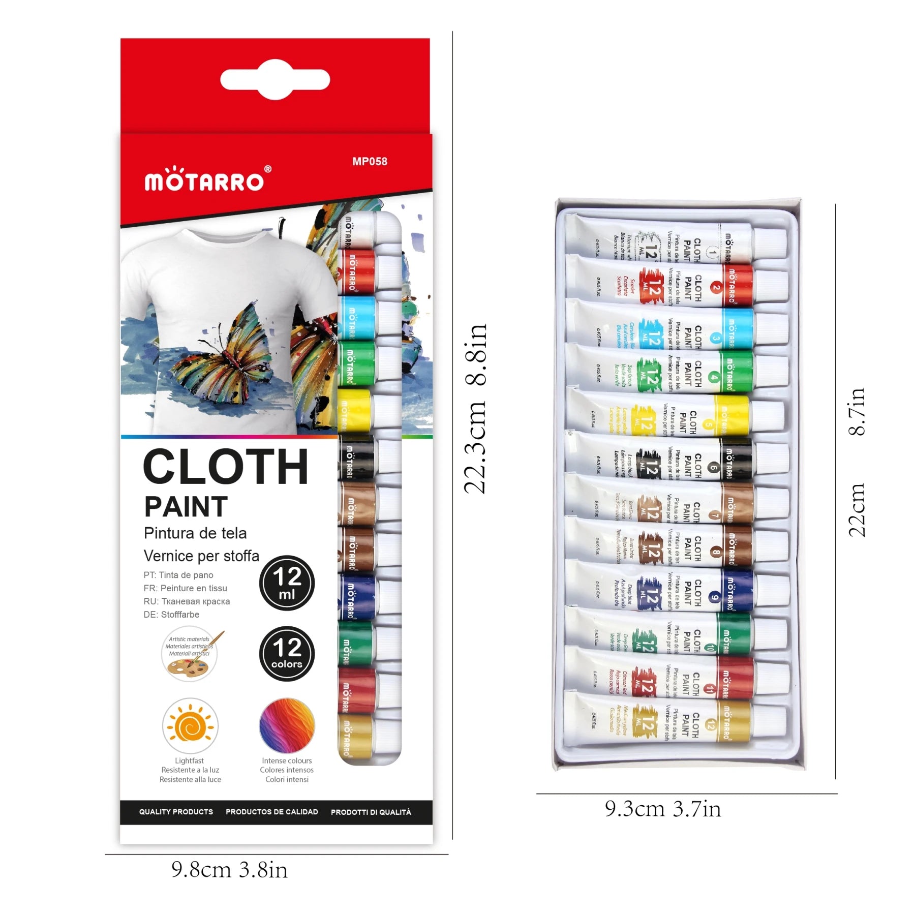 MOTARRO 12 Colors/Box Fabric Paint Set Permanent Textile Paint 12ml for Clothes Canvas Shoes Painting Supplies    Home Decor Supply | Online Retail | ShoreShopper.com