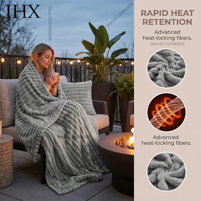 IHX Solid Color Imitation Rabbit Plush Milk Plush Thickened Thermal Leisure Home Blanket Office Nap Blanket, Custom Blanket Size    Your Coastal Marketplace | Shoreshopper.com