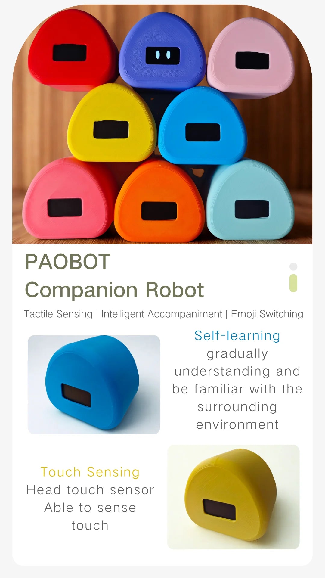 PAOBOT Intelligence Robot Companion Emo Robot Pets Interactive Smart Robot Toy Mini Desktop Robot Electronic Tamagotchi - ShoreCo.Shop