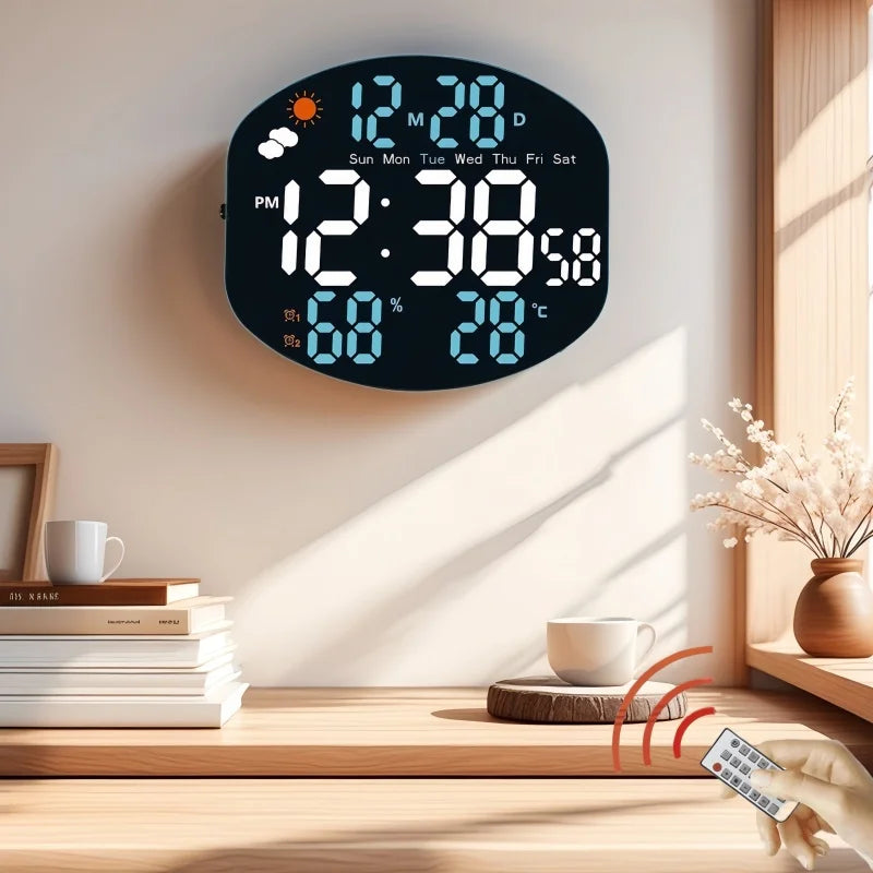 Large Digital Wall Clock Weather Station Forecast TEMP Humidity Date Week Night Mode Table Clock 2 Alarm 12/24H LED Alarm Clock    Home Decor Supply | Online Retail | ShoreShopper.com