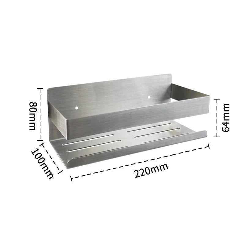 Stainless Steel Shower Shelf Without Drilling Wall Mounted Shower Caddy Basket with Hooks for Bathroom Kitchen Shelf Organizer    Home Decor Supply | Online Retail | ShoreShopper.com