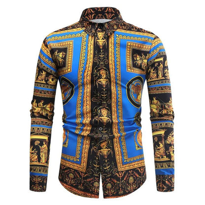 Baroque Floral Royal Shirts Men Luxury Print Designer Tops Paisley Pattern Flowers Fashion Western Long Sleeve Shirt Camisas    Home Decor Supply | Online Retail | ShoreShopper.com