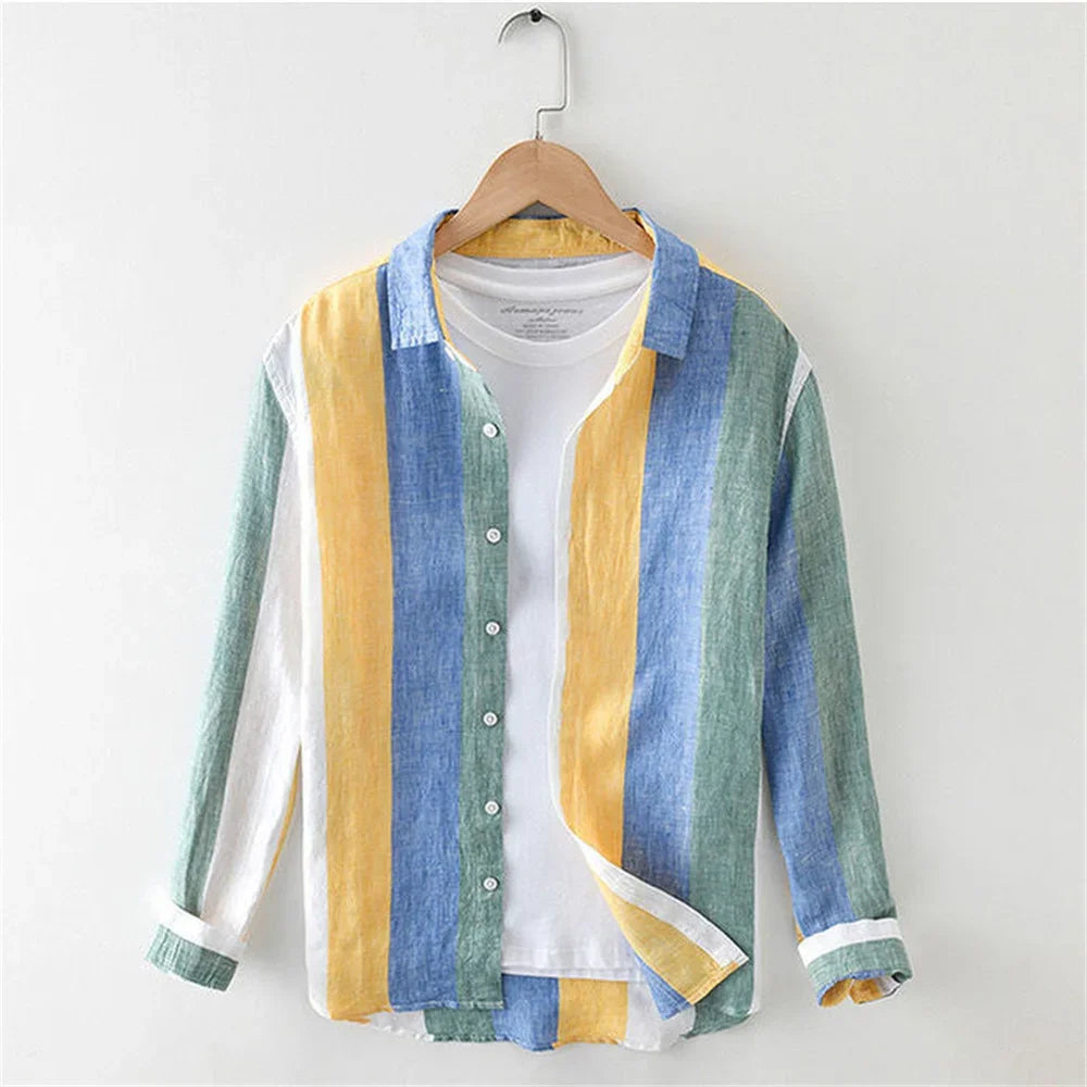 Striped shirt men's 2025 Man Plaid Shirts Cotton Chemise Male Blouses Casual Long Sleeve Formal Business Shirt Men's Clothing    Home Decor Supply | Online Retail | ShoreShopper.com