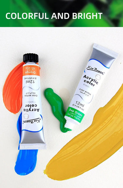 12Color Acrylic Paint Set 12ml Tubes Waterproof Art Supplies for Beginner Artists DIY Painting on Canvas Wall Art Craft Projects    Home Decor Supply | Online Retail | ShoreShopper.com