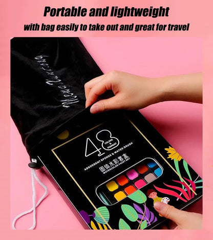 Watercolor Painting  48 Colors Solid Water Color Paint With Brush&Paper Drawing Set Art Supplies for Artists Beginner    Home Decor Supply | Online Retail | ShoreShopper.com