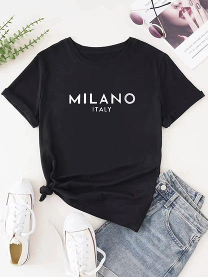 90s Streetwear Paris MILANO ITALY Letter Women T Shirt Casual Tee Men Cotton Oversize Loose Trend Vintage Summer Couple Shirt    Home Decor Supply | Online Retail | ShoreShopper.com