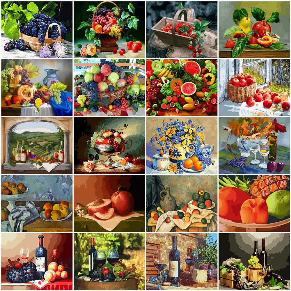 HUACAN Paint By Number Fruit Flower DIY Drawing Canvas Handpainted Pictures By Number Still Life Home Decoration    Home Decor Supply | Online Retail | ShoreShopper.com