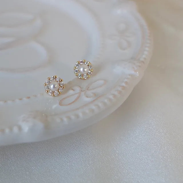 Upscale 14k Gold Jewelry Real Gold  Earrings Zircon Pearl Twist Luxury Stud Earrings for Women Brincos Pendientes Bijoux    Home Decor Supply | Online Retail | ShoreShopper.com