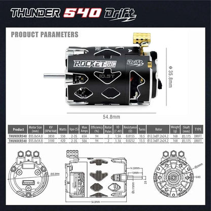 Rocket RC Brushless Motor Thunder 540 Sensored 10.5T 13.5T 3.175 mm Shaft for 1/10 RC Racing Drift Car Parts Surpass Hobby