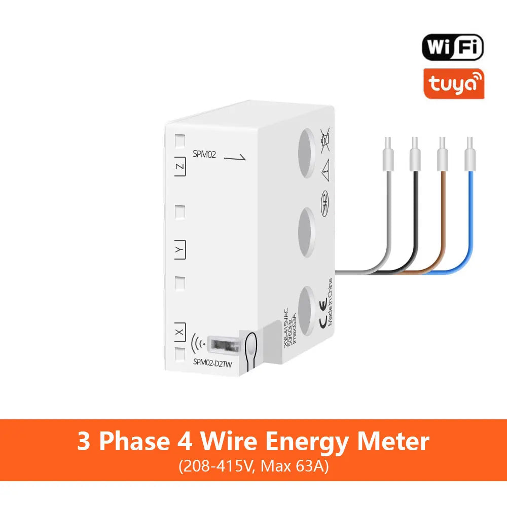 Smart 3-Phase 4-Wire Wifi Power Monitor 63A Bidirectional Solar Energy Meter w/ Tuya App Control - ShoreCo.Shop
