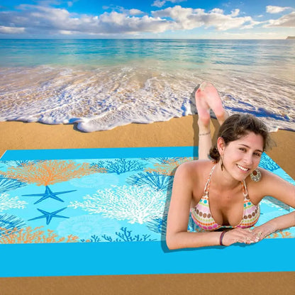 Beach Blanket Super Large 79 x 83 Inch Sandproof Waterproof Soft Comfortable Material Light Weight Portable for Beach Outdoor    Your Coastal Marketplace | Shoreshopper.com