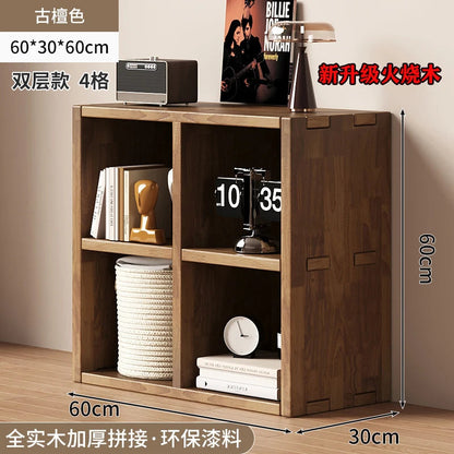 Solid Wood Short Bookshelf Floor Storage Cabinet Grid Organizer Shelf for Living Room Home & Kindergarten Display Unit    Home Decor Supply | Online Retail | ShoreShopper.com