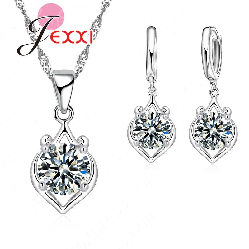 Charming Luxury Elegant Rhinestone Pendant Jewelry Set Include 925 Sterling Silver Necklace/Earring Sets    Home Decor Supply | Online Retail | ShoreShopper.com