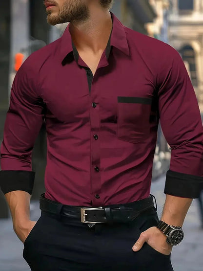 Men's shirt checkered striped geometric lapel street print long sleeved clothing fashionable streetwear designer casual    Home Decor Supply | Online Retail | ShoreShopper.com