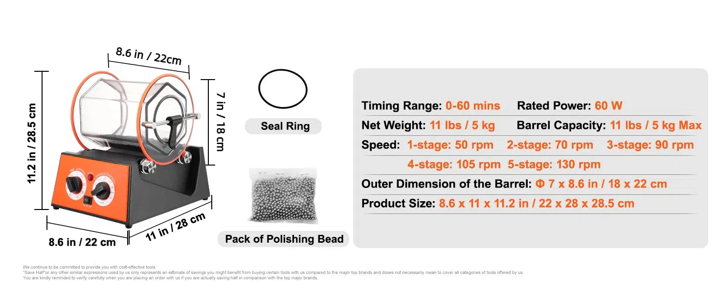 SucceBuy 3kg 5kg Rotary Tumbler Surface Polisher Jewelry Drum Polishing Machine Gem DIY Mini-Tumbler Finishing Tools    Home Decor Supply | Online Retail | ShoreShopper.com