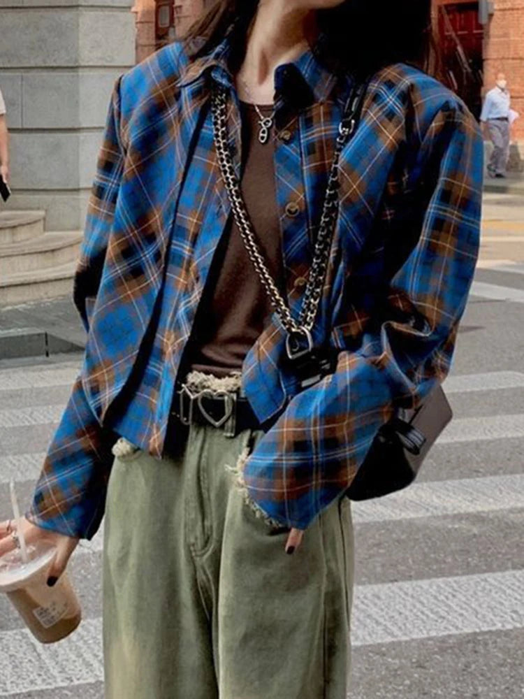 Checkered shirt women's 2024 spring new design sense niche French chic long sleeved shirt  retro top  womens tops    Home Decor Supply | Online Retail | ShoreShopper.com