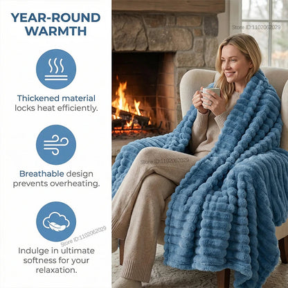 IHX Solid Color Imitation Rabbit Plush Milk Plush Thickened Thermal Leisure Home Blanket Office Nap Blanket, Custom Blanket Size    Your Coastal Marketplace | Shoreshopper.com