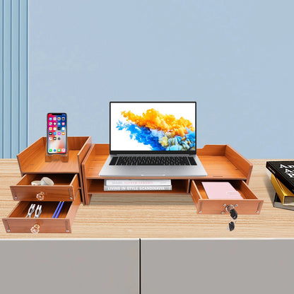 Wooden Desk Organizer W/ Drawer File Storage Desk Monitor Riser Computer Stand    Home Decor Supply | Online Retail | ShoreShopper.com