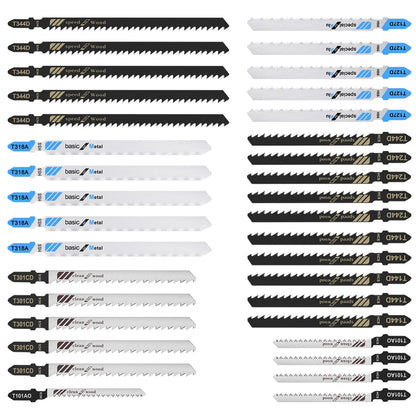 Jigsaw Blades Set T-Shank Jig Saw Blades for Wood Plastic and Metal Cutting Compatible as Bosch/DEWALT/RYOBI/One+/Makita - ShoreCo.Shop