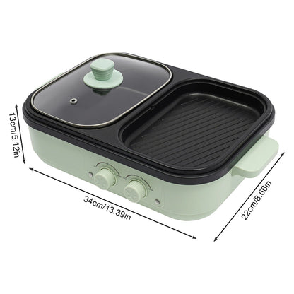 Electric Hot Pot With Grill Area Multi-purpose Hot Pot 2-In-1 Dual Temperature Control    Home Decor Supply | Online Retail | ShoreShopper.com