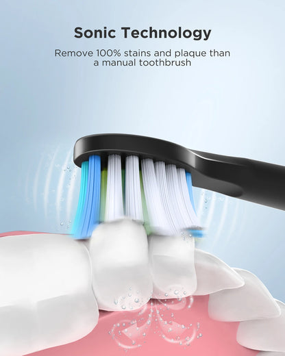 Fairywill Sonic Electric Toothbrush E11 Waterproof USB Charge Rechargeable Electric Toothbrush 8 Brush Replacement Heads Adult - ShoreCo.Shop
