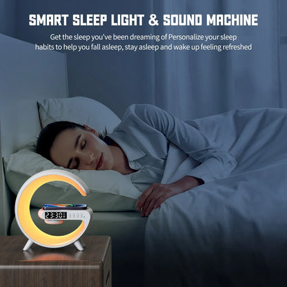 Multifunction RGB Light Bluetooth Speaker Alarm Clock 15W Wireless Charger Stand Pad For iPhone Samsung Fast Charging Station - ShoreCo.Shop