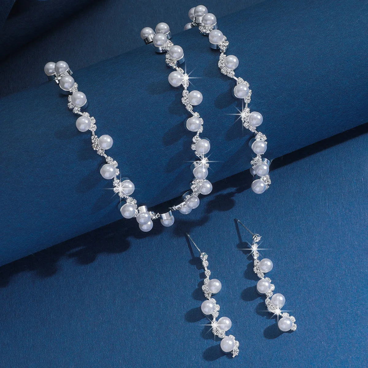Pearl & Crystal Jewelry Set Choker Necklace Bracelet Drop Earrings Bridal Accessories for Wedding Prom Party Women Daily Wear    Home Decor Supply | Online Retail | ShoreShopper.com