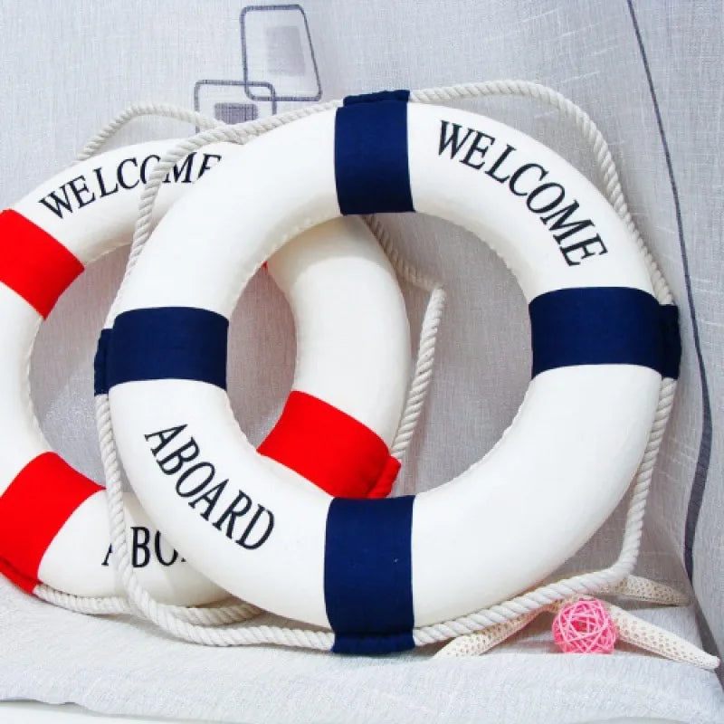 Mediterranean Style Welcome Decorative Red Blue Life Buoy Marine Beach Wall Hanging Decor Home Living Roome Decoration Crafts    Your Coastal Marketplace | Shoreshopper.com
