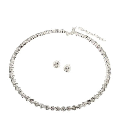 Luxury Round Crystal Jewelry Set for Women Charm Silver Color Bracelet Stud Earring Zircon Chain Necklace Wedding Party Jewelry    Home Decor Supply | Online Retail | ShoreShopper.com