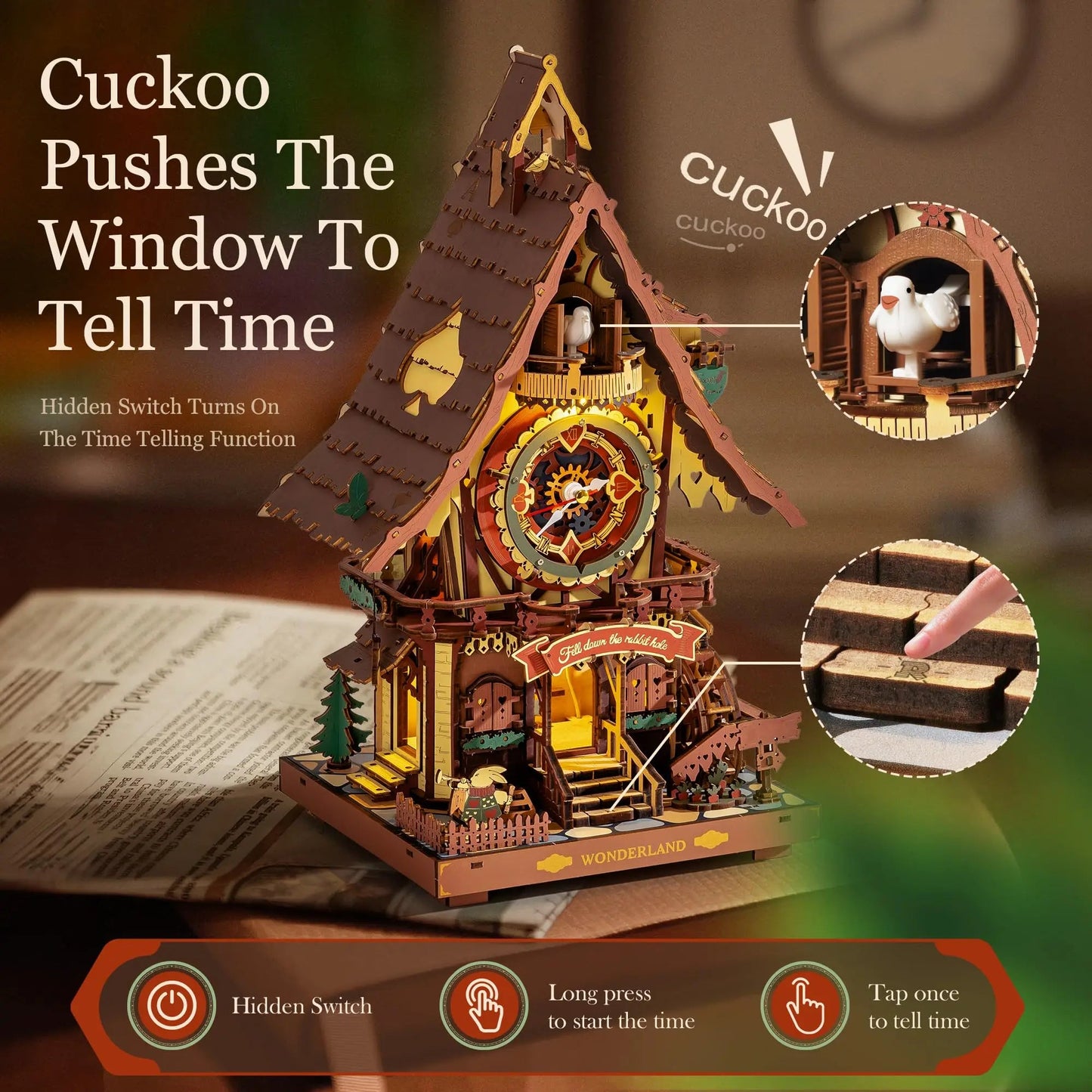 Robotime ROKR Cuckoo Clock Mechanical 3D Wooden Puzzle Christmas Cuckoo Clock Building Kit Holiday DIY Project for Teens Adults    Home Decor Supply | Online Retail | ShoreShopper.com
